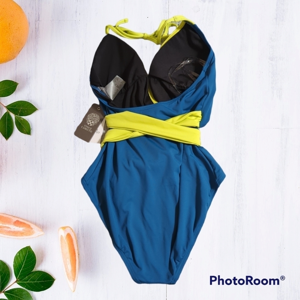 Vince Camuto Color Block Wrap Tie One Piece Swimsuit - Picture 5 of 7